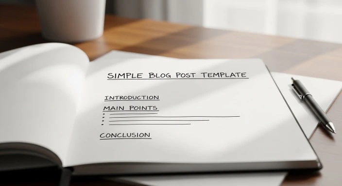 simple blog post template outline on paper with clean structured sections and headings