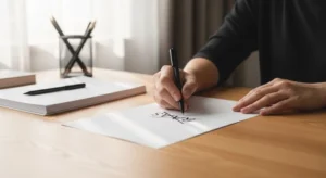a person erasing writing from a whiteboard and beginning to write something new, calm office setting